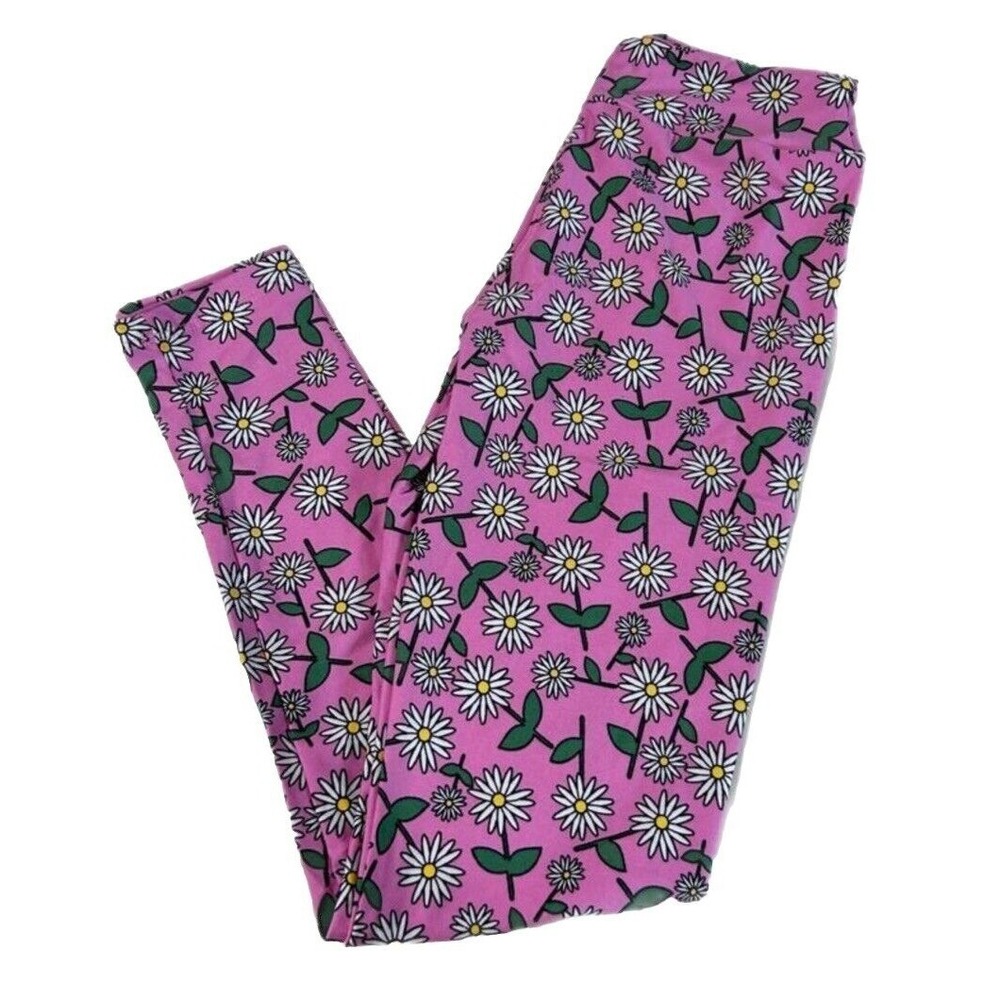 LuLaRoe Girls Leggings L/XL‎ Pink Daisies Floral Daisy Gigi & Jax Size 8-14 NWT